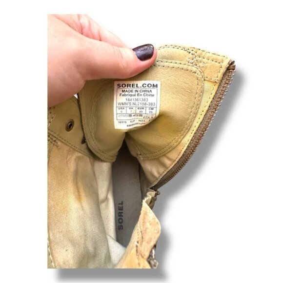 Women’s 9 Sorel Major Carly Olive Green Combat Boot Zip Up - Picture 13 of 13